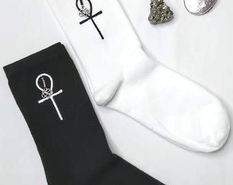 ANKH Socks Embellished With Beads & Infinity Heart Charm 2PK