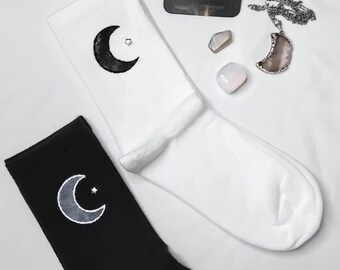 CRESCENT MOON Socks Embellished With Star Charms 2 Pk
