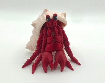 3D Printed Hermit Crab Figurine: Movable Joints, Collectors Piece