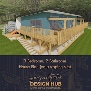 3 Bedroom House Plan: Single Story Sloping Site (PDF)