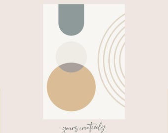 Impresión minimalista de mediados de siglo / Arte digital moderno en 3 tamaños