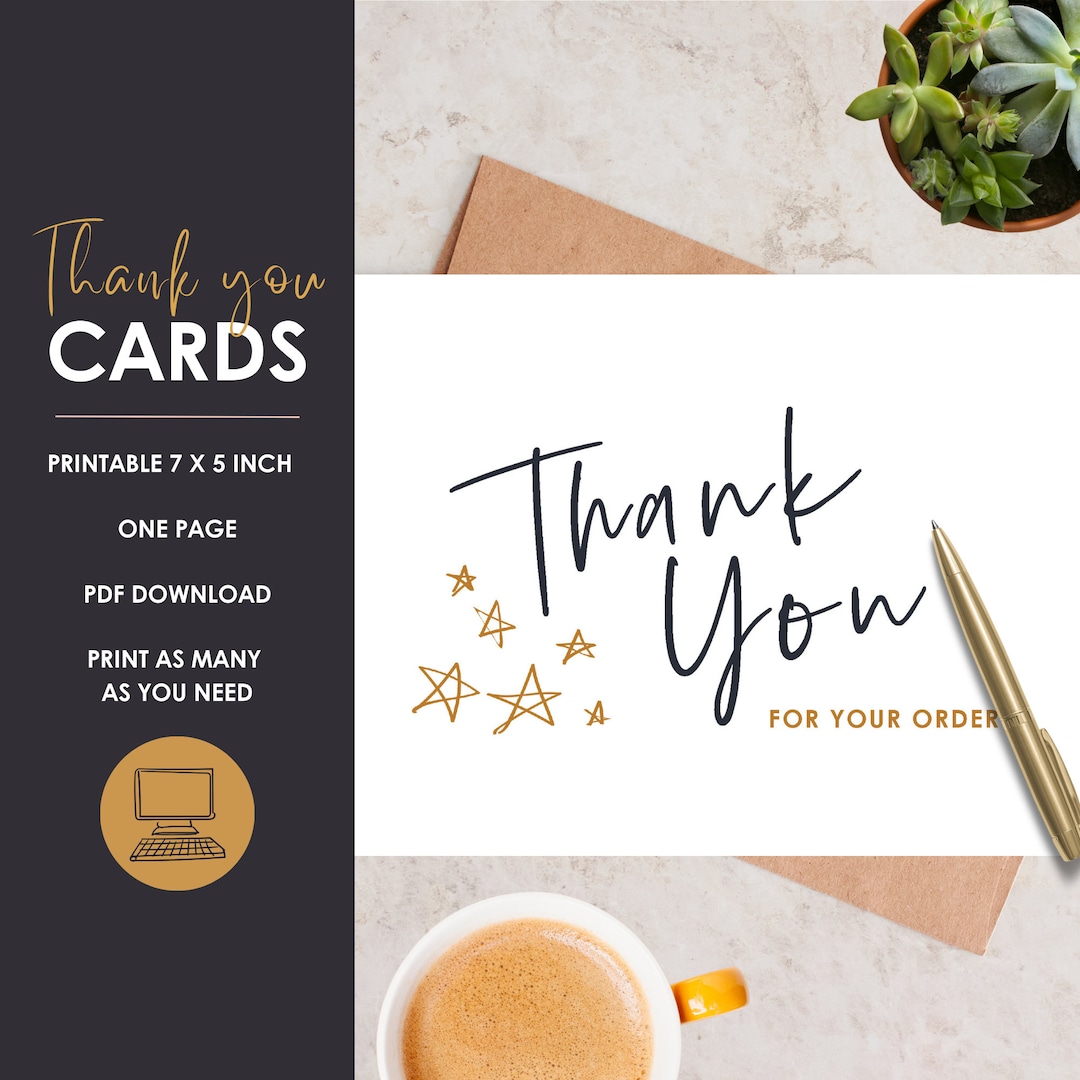 Thank You Printable Card, Instant Download PDF, Card Template, Simple ...