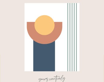 Impresión abstracta moderna de mediados de siglo / Descarga de arte digital de inspiración vintage