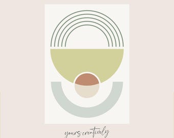Impresión de arte retro geométrico / Decoración de pared digital de mediados de siglo / Descarga instantánea