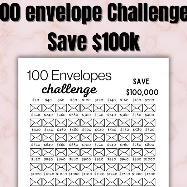 100000 savings challenge, 100k savings challenge, 100 envelope challenge, 100K Challenge, Savings Goal, Money Challenge, House Savings