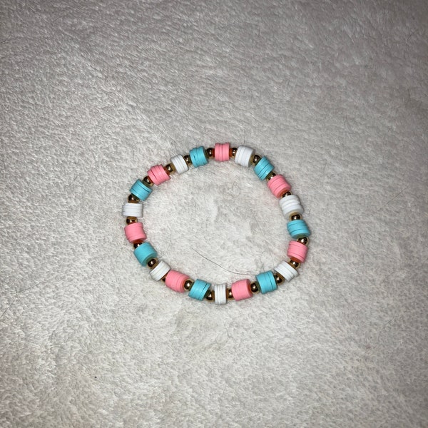 Pink, blue and white bracelet