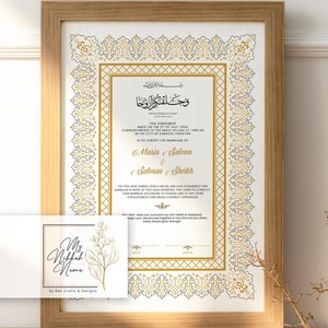 Arabische maßgeschneiderte Luxus Nikkah Nama | Hochzeitszertifikat | Premium-Design | Gold-Design