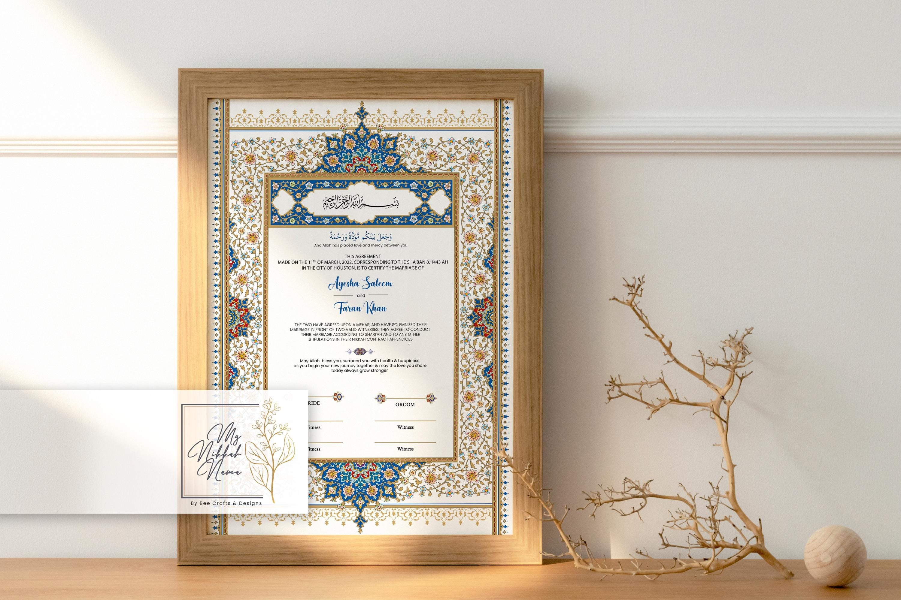 Bespoke Luxury Nikkah Nama | Wedding Certificate | Premium Design | Gold Design