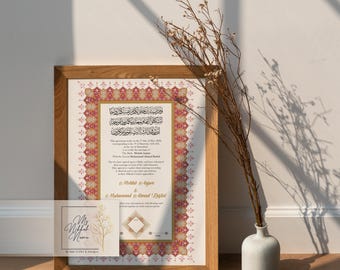 Bespoke Luxury Nikkah Nama | Wedding Certificate | Premium Design | Red & Gold Design