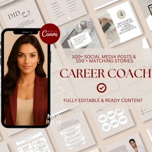 Career Coach Instagram Templates: Social Media Posts (Canva)