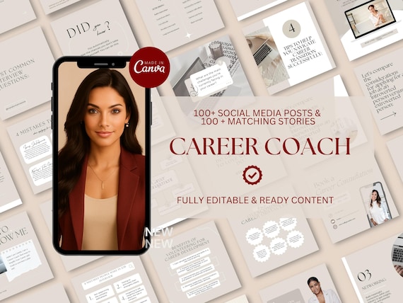 Career Coach Instagram Templates: Social Media Posts (Canva)