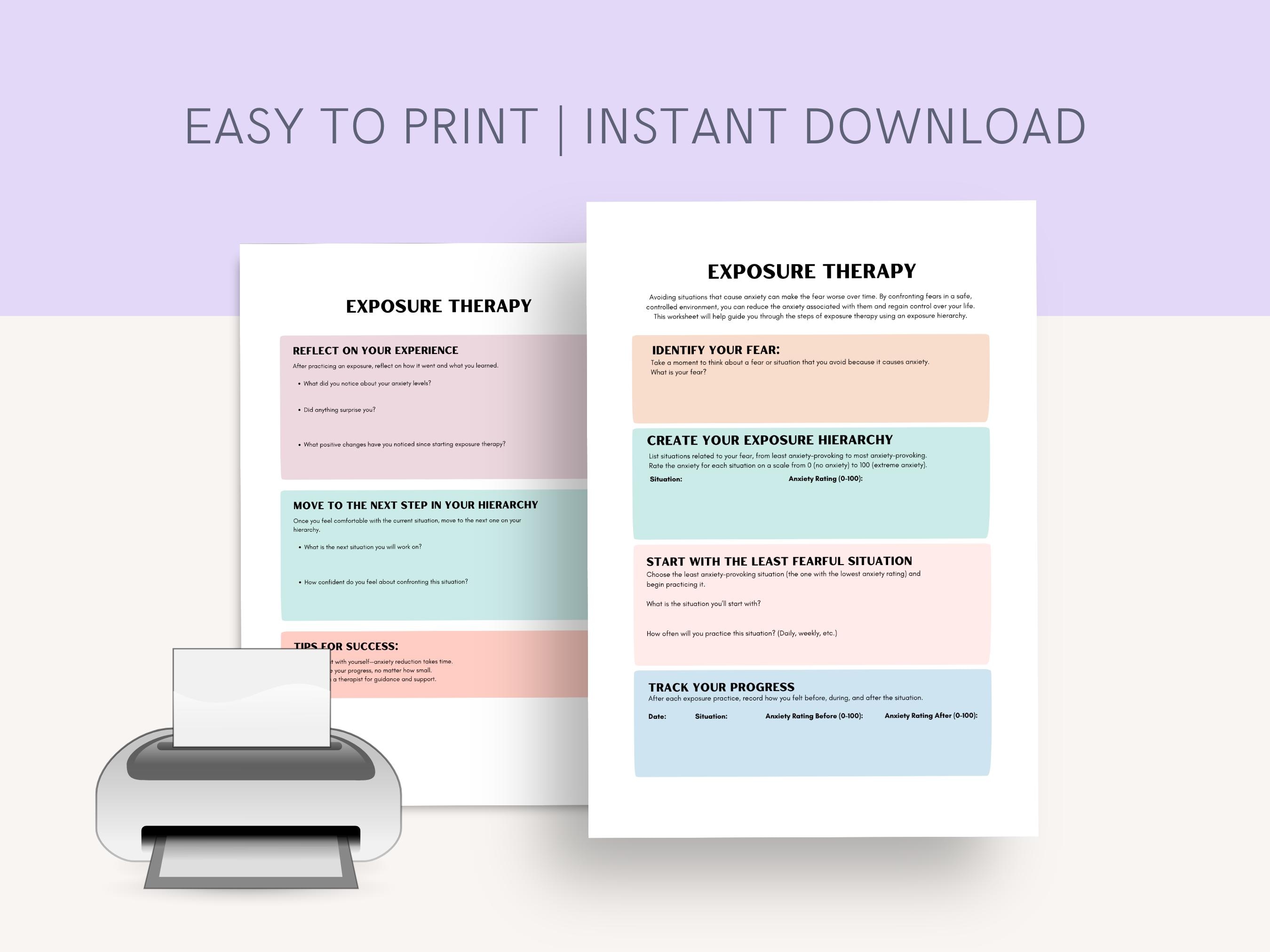 Exposure Therapy Worksheets: Anxiety & Worry Exploration (digital ...