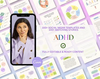 Modelli per social media ADHD: post Instagram di coach e terapisti (Canva)