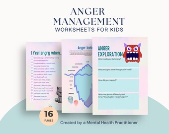 Schede di lavoro per la gestione della rabbia per bambini / Attività di regolazione emotiva / Strumenti per calmarsi con la terapia cognitivo-comportamentale / Schede di lavoro stampabili per la terapia per bambini