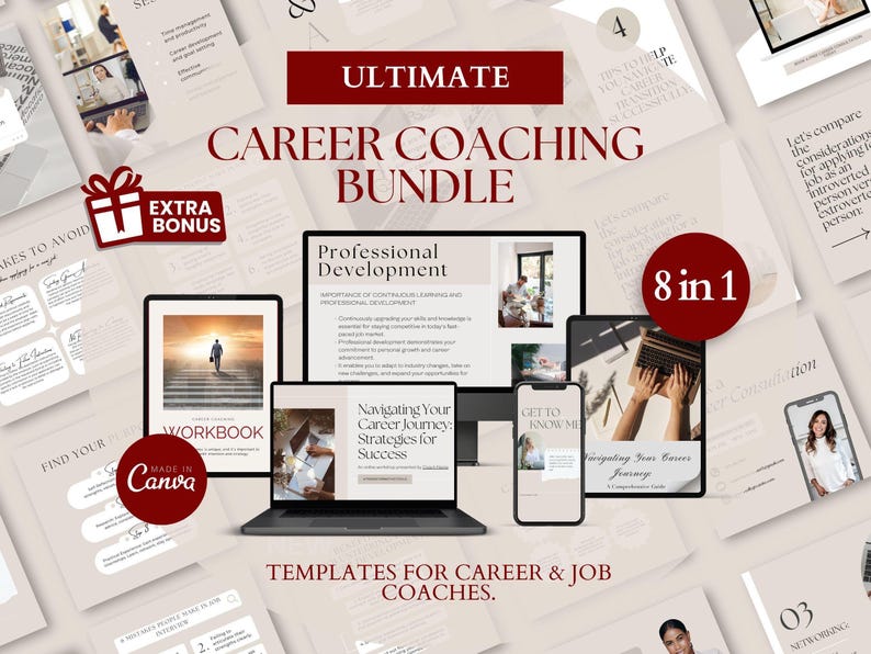 Career Coach Toolkit: Workbook & Canva Templates Bundle (Digital Download) image 1