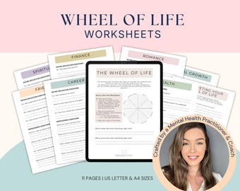 Quaderno di lavoro stampabile "La Ruota della Vita" / Foglio di lavoro per la valutazione dell'equilibrio di vita / Strumento di coaching in PDF / Planner di autoriflessione / Foglio di lavoro per la terapia