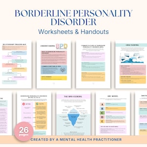 Arkusze ćwiczeń dla osób z zaburzeniem osobowości typu borderline | Umiejętności radzenia sobie z BPD, regulacja emocji, porzucenie i granice | (PDF do druku)