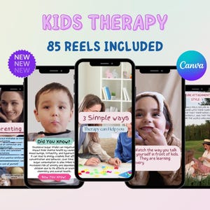 Modelli di bobine per terapia per bambini Modello per social media per terapisti infantili Post per genitori sulla salute mentale Bobine per consulenti per bambini Terapista pediatrico