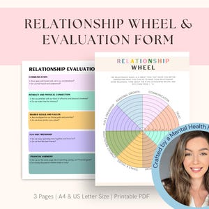 Rueda de relaciones de pareja y evaluación: Hojas de trabajo terapéuticas (PDF imprimible)