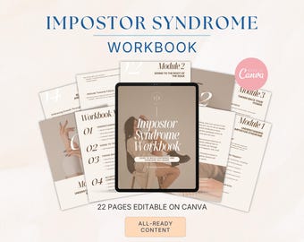 Quaderno di lavoro sulla sindrome dell'impostore: recupero dalla fiducia in se stessi e dall'insicurezza (modello Canva modificabile)