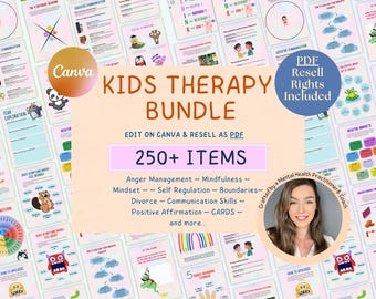 Pacchetto di schede di lavoro per la terapia infantile: risorse per consulenti con diritti di rivendita in formato PDF (oltre 250 articoli)