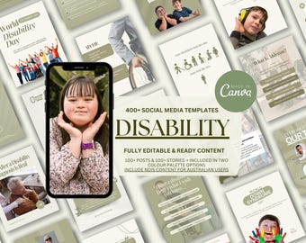 Modelli per social media sulla consapevolezza della disabilità: NDIS e istruzione (Canva modificabile, oltre 400 modelli)