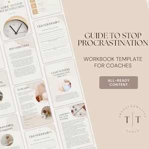Overcome Procrastination Workbook Editable Template Productivity tool Time management Beat procrastination Self-help guide Goal achievement