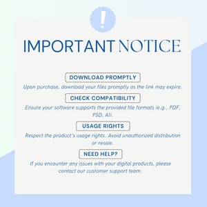 K&ouml;nnte beinhalten: Eine blaue und wei&szlig;e Mitteilung mit dem Text "IMPORTANT NOTICE" in fetten, schwarzen Buchstaben. Die Mitteilung enth&auml;lt vier blaue Schaltfl&auml;chen mit wei&szlig;em Text: "DOWNLOAD PROMPTLY", "CHECK COMPATIBILITY", "USAGE RIGHTS" und "NEED HELP?" Die Mitteilung enth&auml;lt Anweisungen zum Herunterladen digitaler Produkte, zur &Uuml;berpr&uuml;fung der Kompatibilit&auml;t, zur Einhaltung der Nutzungsrechte und zur Kontaktaufnahme mit dem Kundensupport.