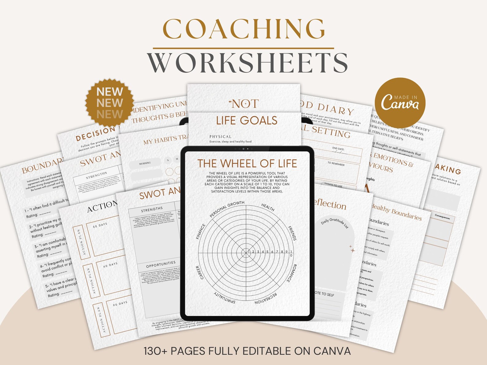130 Coaching Worksheets | Life Coaching Tools | Life Coaching Templates ...
