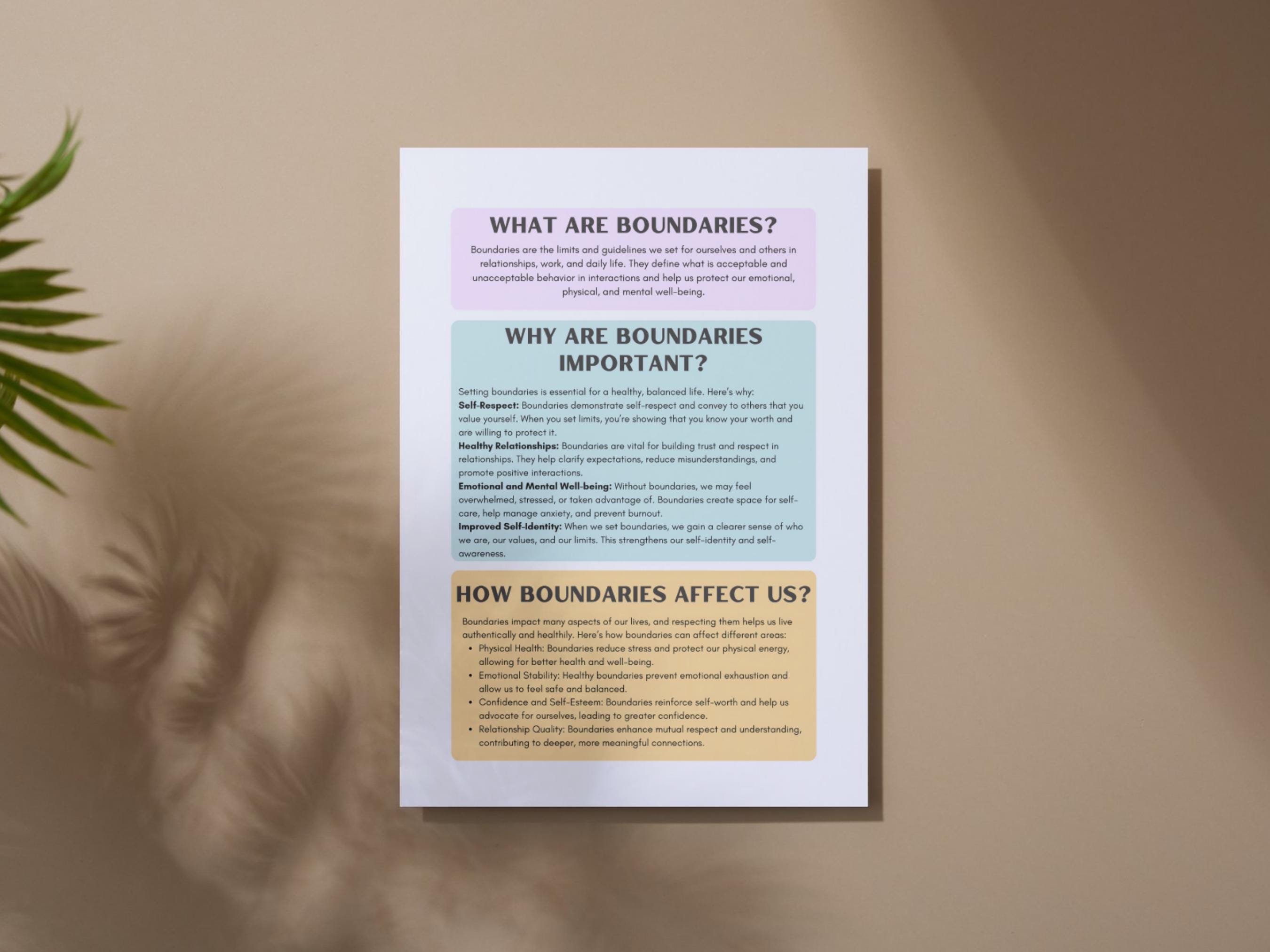 Boundaries Worksheets | Personal Boundaries Quiz & Reflection | Setting ...