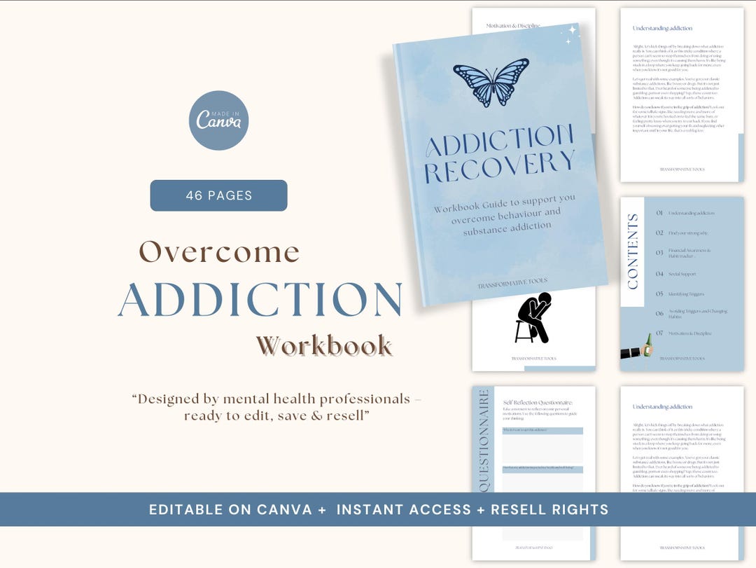 Addiction Recovery Workbook Overcome Addiction Counselor Addiction ...