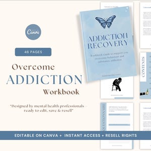 Addiction Recovery Workbook Overcome Addiction Counselor Addiction Workbook Soberty Coach Addition Therapist Substance Use Workbook PLR