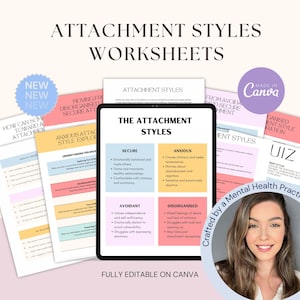 Attachment Styles Worksheets Relationship Therapy Resouces Couple Therapy Secure Attachment Style CBT Mental Health Therapy Tools Marriage