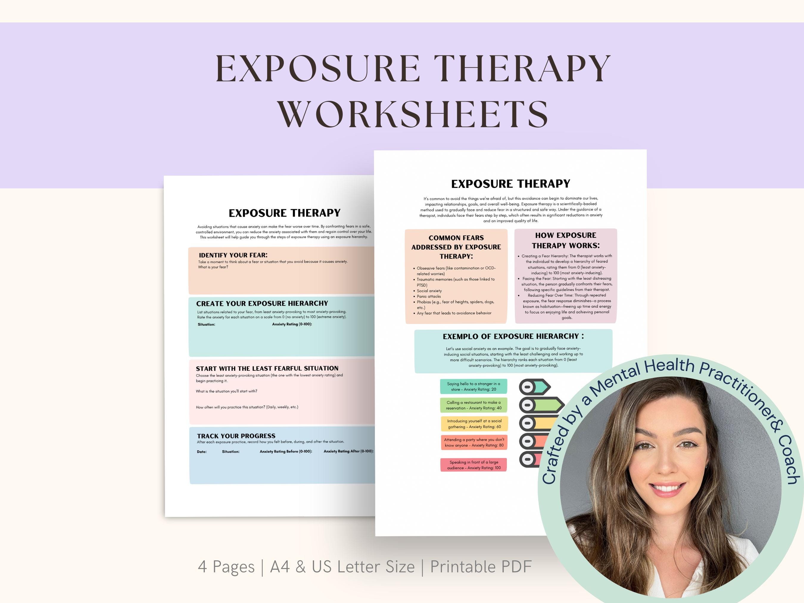 Exposure Therapy Worksheets: Anxiety & Worry Exploration (digital ...