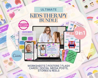Modelli per social media per la terapia infantile: pacchetto per consulenti di salute mentale (modificabile con Canva)