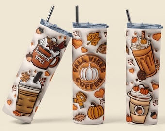 Pumpkin Coffee Cup, Fall Season Gift, Pumpkin Season Design, Ice Coffee Drink, Skinny Tumbler, Personalized Gift, Pumpkin Spice Fall Vibes
