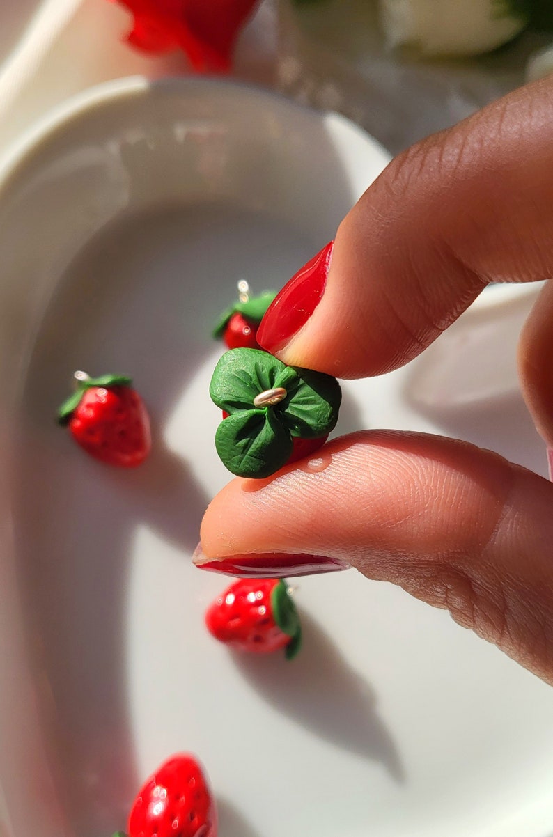 Strawberry Charms / Handmade Polymer Clay image 5