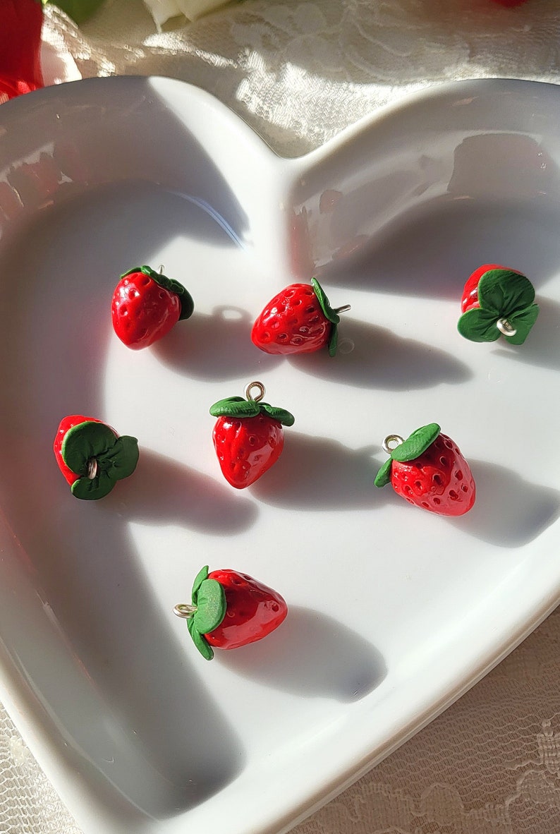 Strawberry Charms / Handmade Polymer Clay image 2