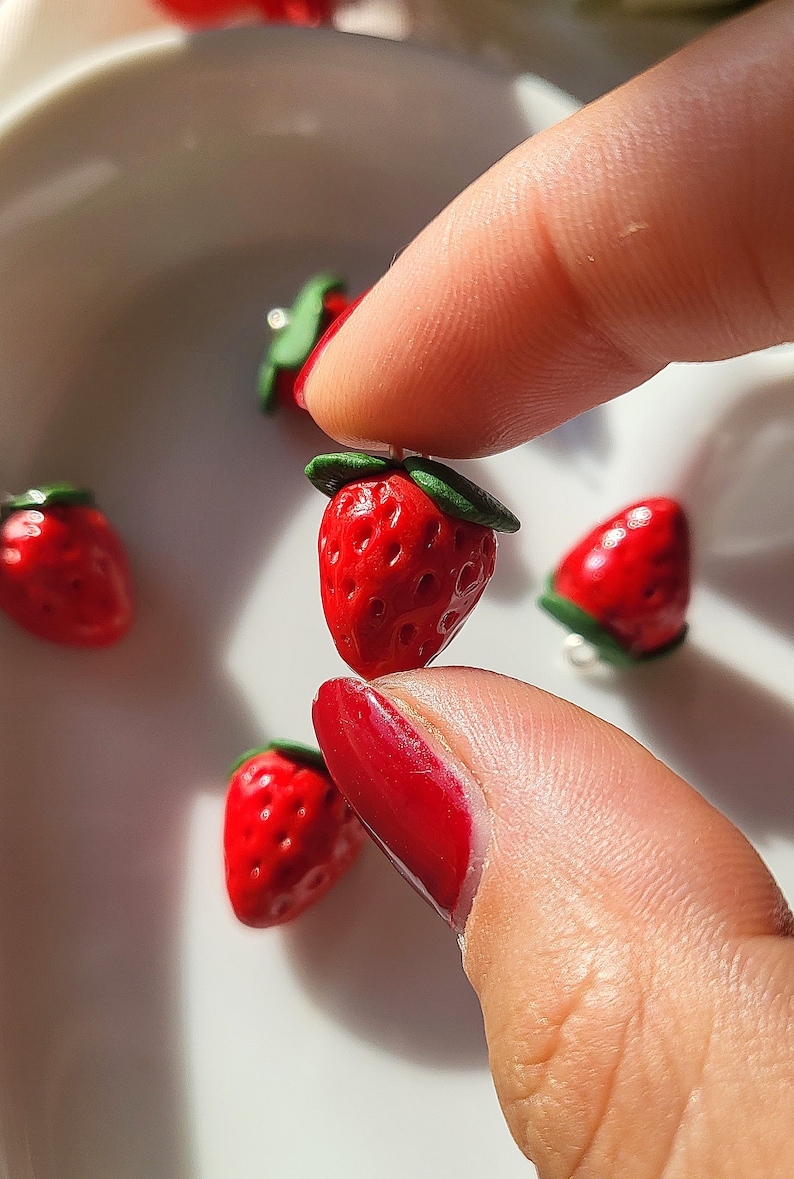 Strawberry Charms / Handmade Polymer Clay image 4