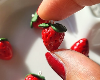 Strawberry Charms / Handmade Polymer Clay