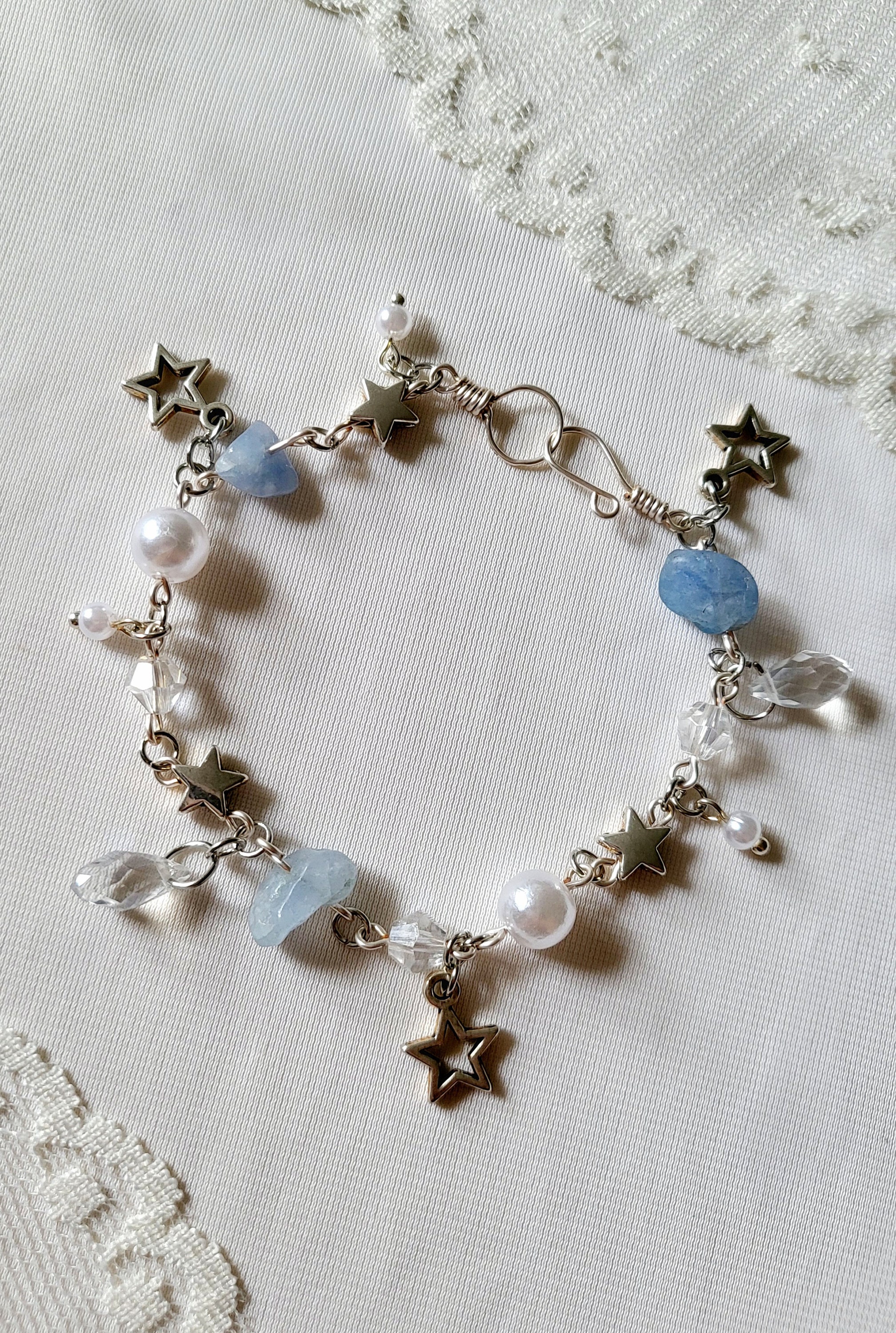 fyp #y2k #bracelets #beads #stars #silver #pearls #diamonds
