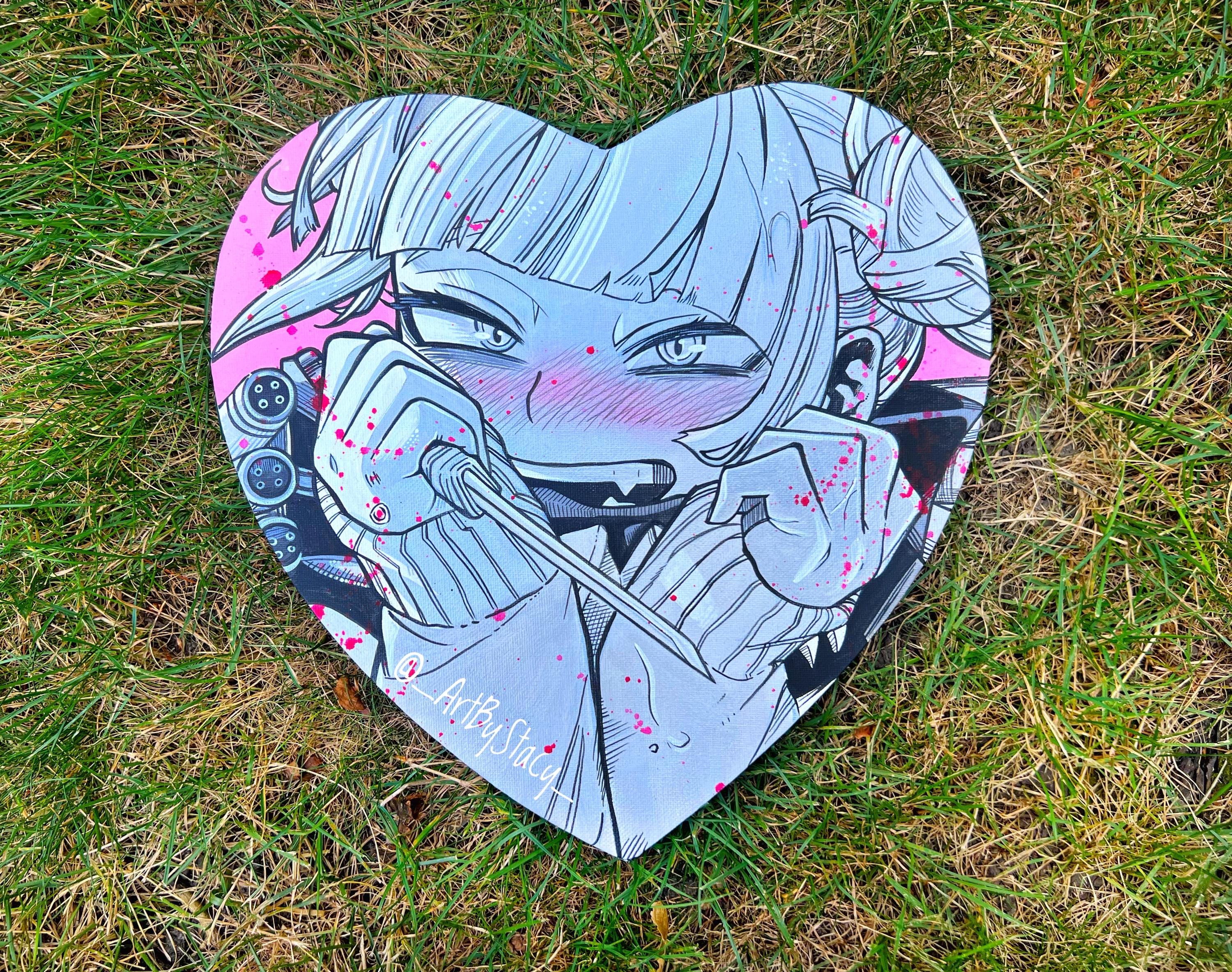 Toga Anime Painting | Heart Shape Canvas | Acrylic Painting - Etsy