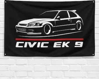 For Civic EK9 Car Enthusiast 3x5 ft Flag Grandpa Dad Son Birthday Gift Man Cave Garage Wall Decor Banner
