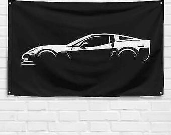 Pour Corvette C6, fan de voiture, drapeau de 3 x 1,5 m, cadeau d'anniversaire, bannière de garage