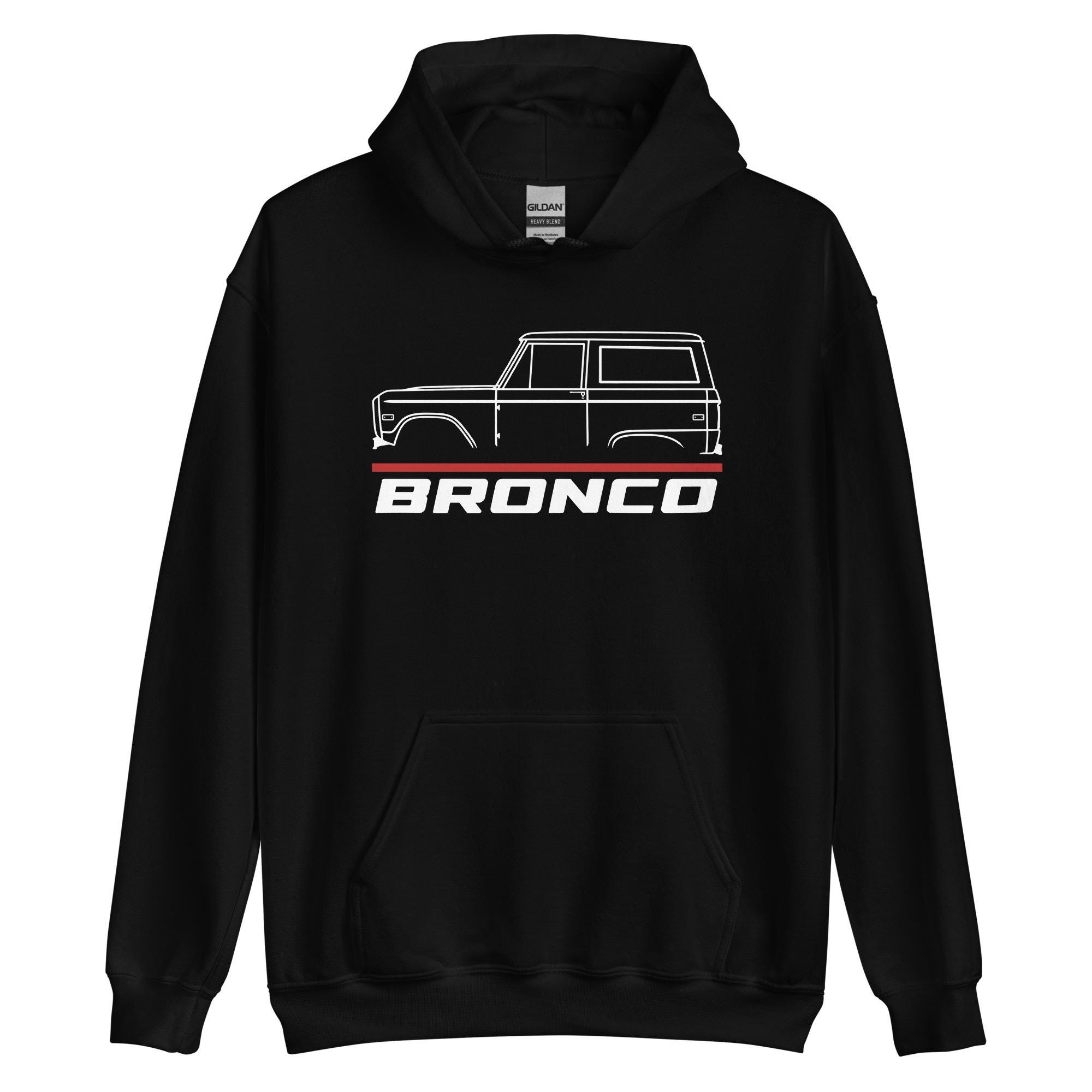 Felpa Con Cappuccio Ford Bronco Per Uomo, Blu Gildan, Con Stampa Grafica E Tasche, Nuova Con Etichette