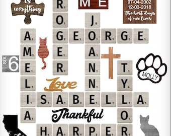 Large Wooden Scrabble Tiles, Farmhouse Wall Decor, Personalized Sign