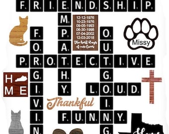 Farmhouse Style Wooden Scrabble Tiles, Personalized Wall Decor