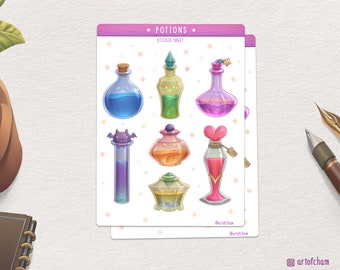 Pegatinas de pociones, pegatinas mágicas, pegatinas de fantasía, diario, pegatinas de escritura, estudio, planificación, pegatinas lindas, / artofcham