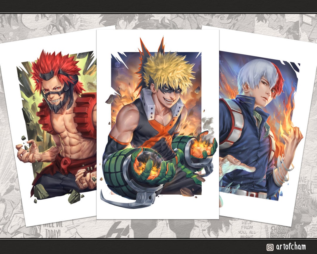 Anime Hero Boys, BNHA Art Print , Anime Art Print, Class 1A, Anime ...
