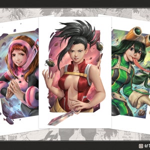 Anime Hero Girls, BNHA Kunstdruck, Anime Kunstdruck, klasse 1A, Anime Kleindruck, Anime Postkarte, künstlerisch, Superheld, Cool Art | artofcham